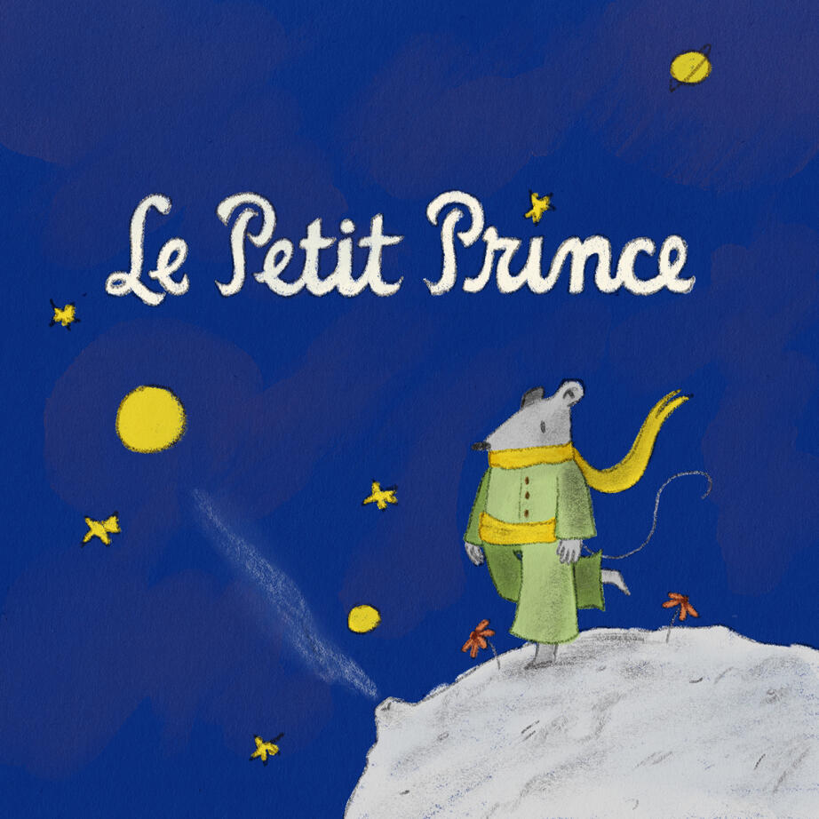 Based off the book The Little Prince but instead of a little boy on the cover it is a rat instead