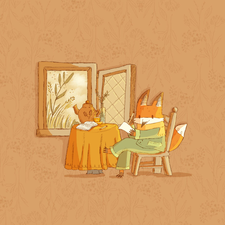 Fox sitting on a chair writing a to do list